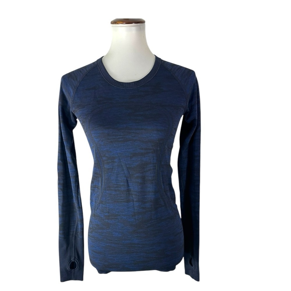 Lululemon Swiftly Tech Long Sleeve Crew Midnight Navy Psychic Black Size 6